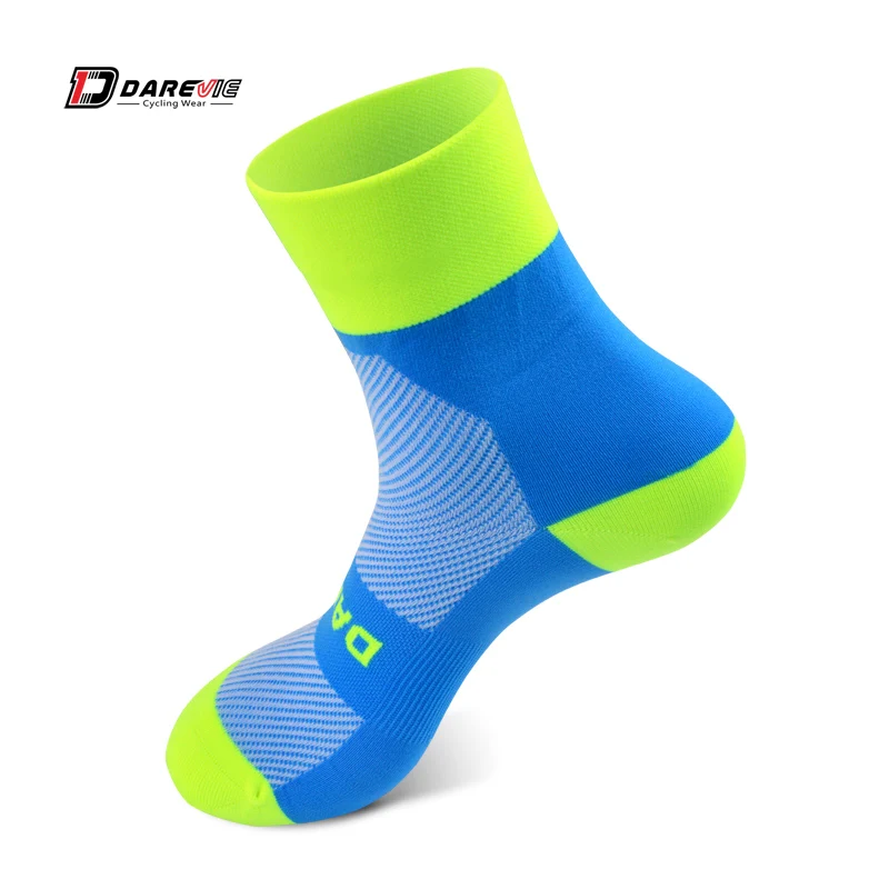 Blue-Green Darevie 2 пара/лот, велосипедные носки, свободный размер, профессиональные спортивные носки для мужчин и женщин, дорожный велосипед, анти-грибковый, для спорта на открытом воздухе, носки - Цвет: Blue-Green