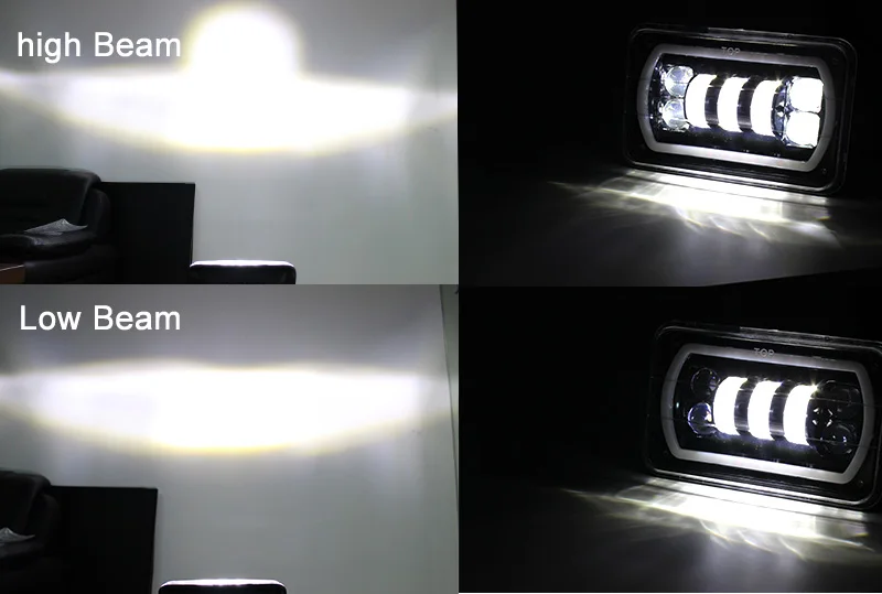4x6 светодиодный головной светильник автомобильный Белый halo DRL Янтарный поворотов