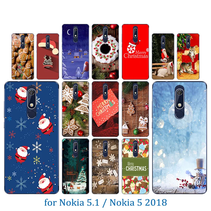 Мягкий ТПУ чехол для Nokia 5 1 nokia5.1 веселый X'MAS шаблон мягкий 2018 DIY задние Чехлы