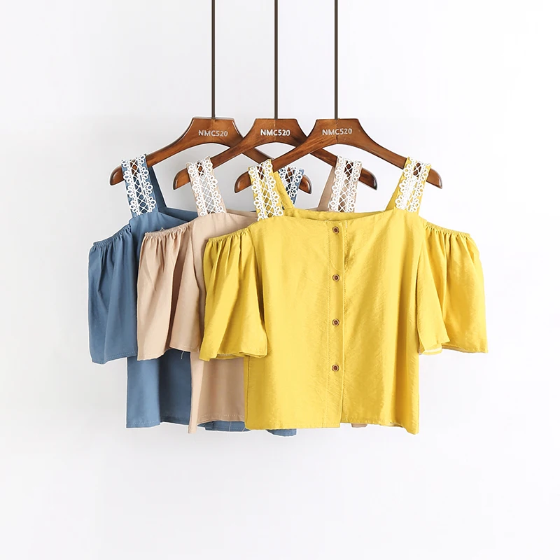 Женская универсальная блузка Alphalmoda с кружевами без бретелек на бретельках