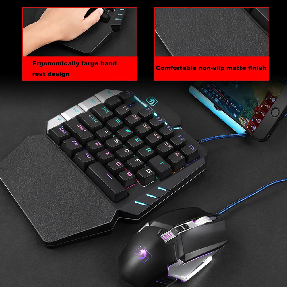 CARPRIE 35 ключи Одноместный One Hand Механическая игровая Проводная клавиатура с USB для