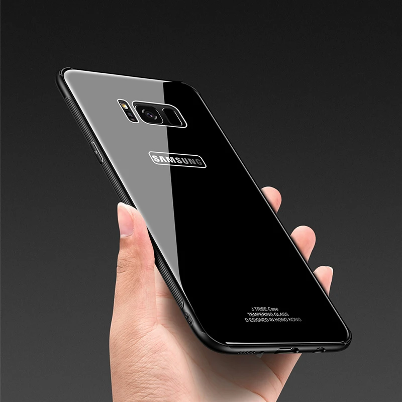 Роскошные S8 S9 плюс Note8 случае гибридный закаленное Стекло задняя крышка для samsung +