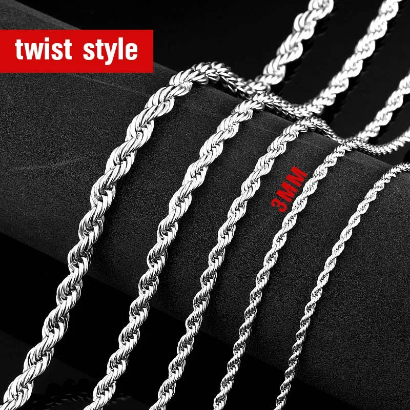 twist style3MM width Стальной солдат мужчины Spiga ожерелье-косичка цепь 3 мм/4 мм/5 мм/6 мм ширина 316L Нержавеющая Сталь Серебряный цвет ювелирные изделия - Окраска металла: twist style3MM width