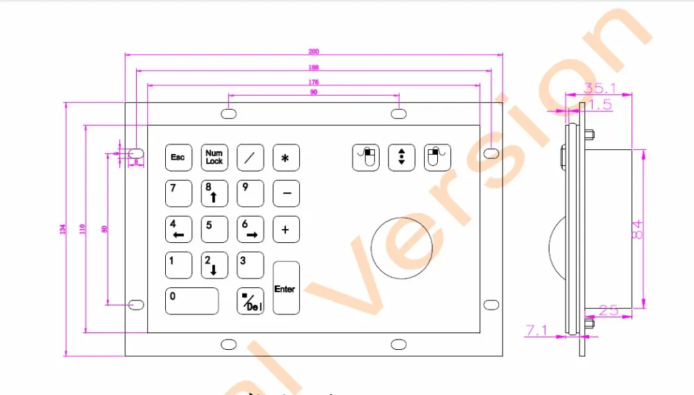 Металлическая клавиатура с трекболом механическая для трекбола прочные