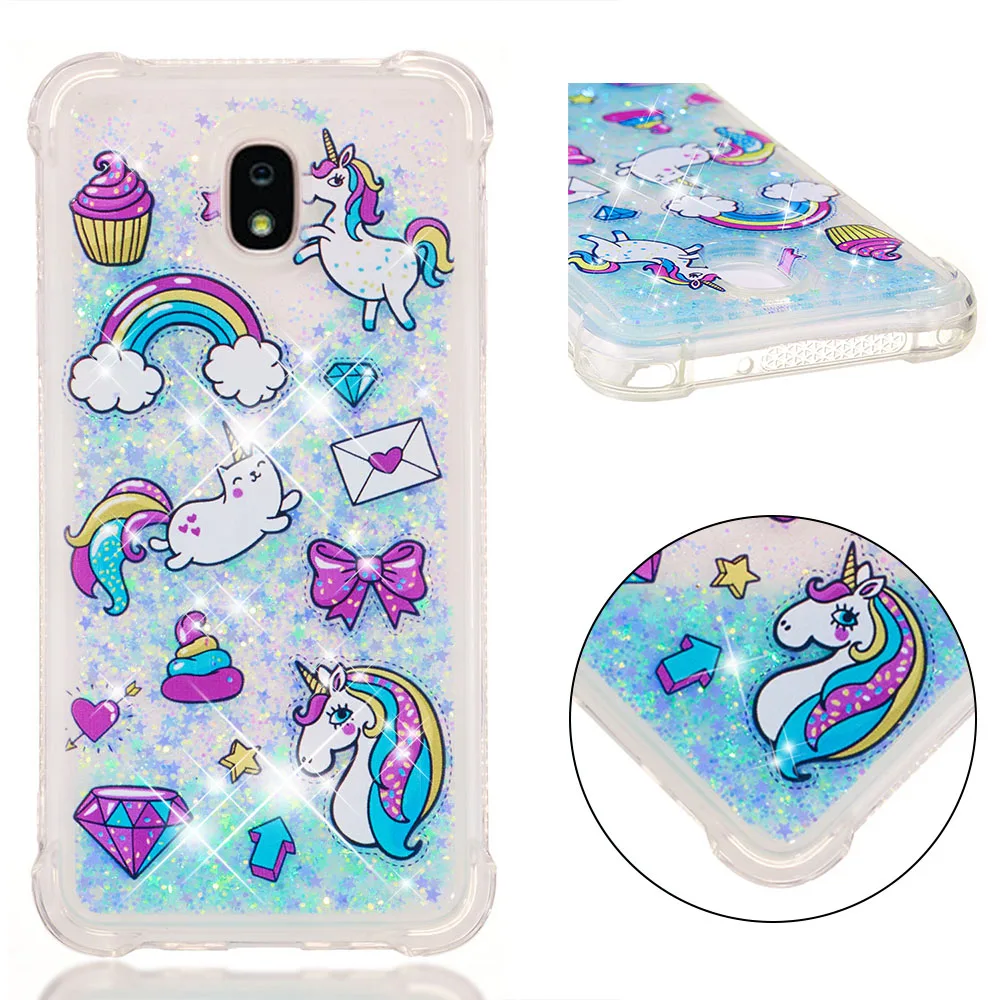Блестящий чехол для Samsung Galaxy J7 Star V Refine 2018 Dynamic Love Heart quicksand Case SM J737P силиконовый