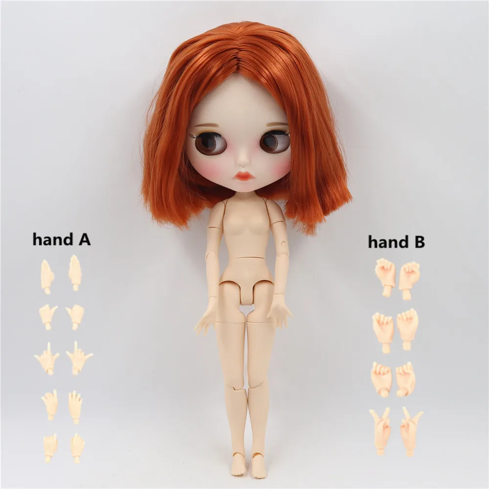body AB 1/6 Blyth кукла белая кожа суставы тела красновато-каштановые волосы Новые матовые лицо с бровями блеск для губ. Нет. BL232 - Цвет: body AB