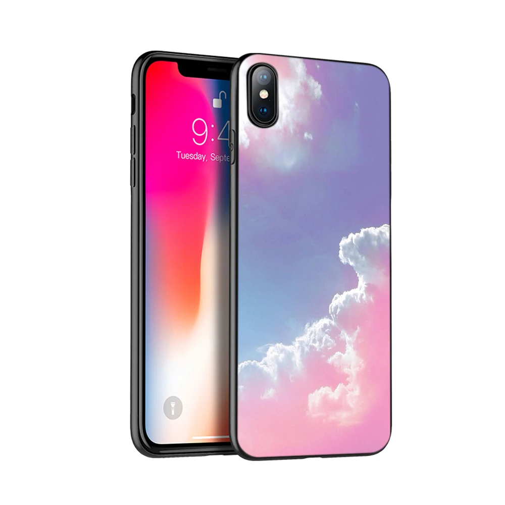 Черный чехол из ТПУ для iphone 5 5s se 6 6s 7 8 plus x 10 силиконовый XR XS 11 pro MAX милые облака rt