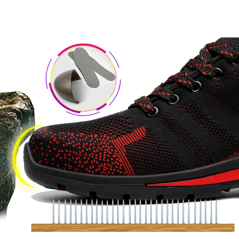 DAOKFPO Брендовые мужские летающие тканевые рабочие защитные ботинки большие