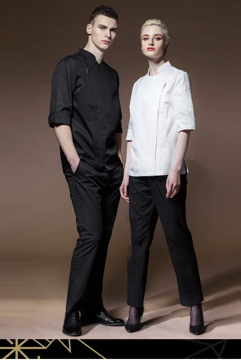 Летняя мужская белая рубашка шеф-повара, костюм шеф-повара, куртка для кухни, униформа для ресторана, Парикмахерская, спецодежда, Комбинезоны