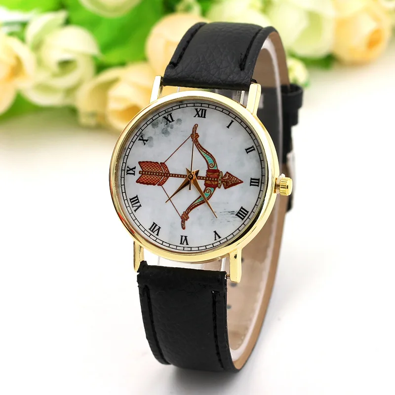 CMK Bow arrow ShooterFashion Casual Quartz Watch Women Rhinestone Leather Strap Relogios Feminino Birthday Christmas gift | Наручные часы