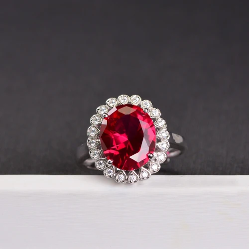 925 Sterling Silver Women Sapphire Sapphire Ring Silver 925 Designer Jewelry Luxury Fashion Jewelry Wedding gifts for parti - Цвет камня: Красный