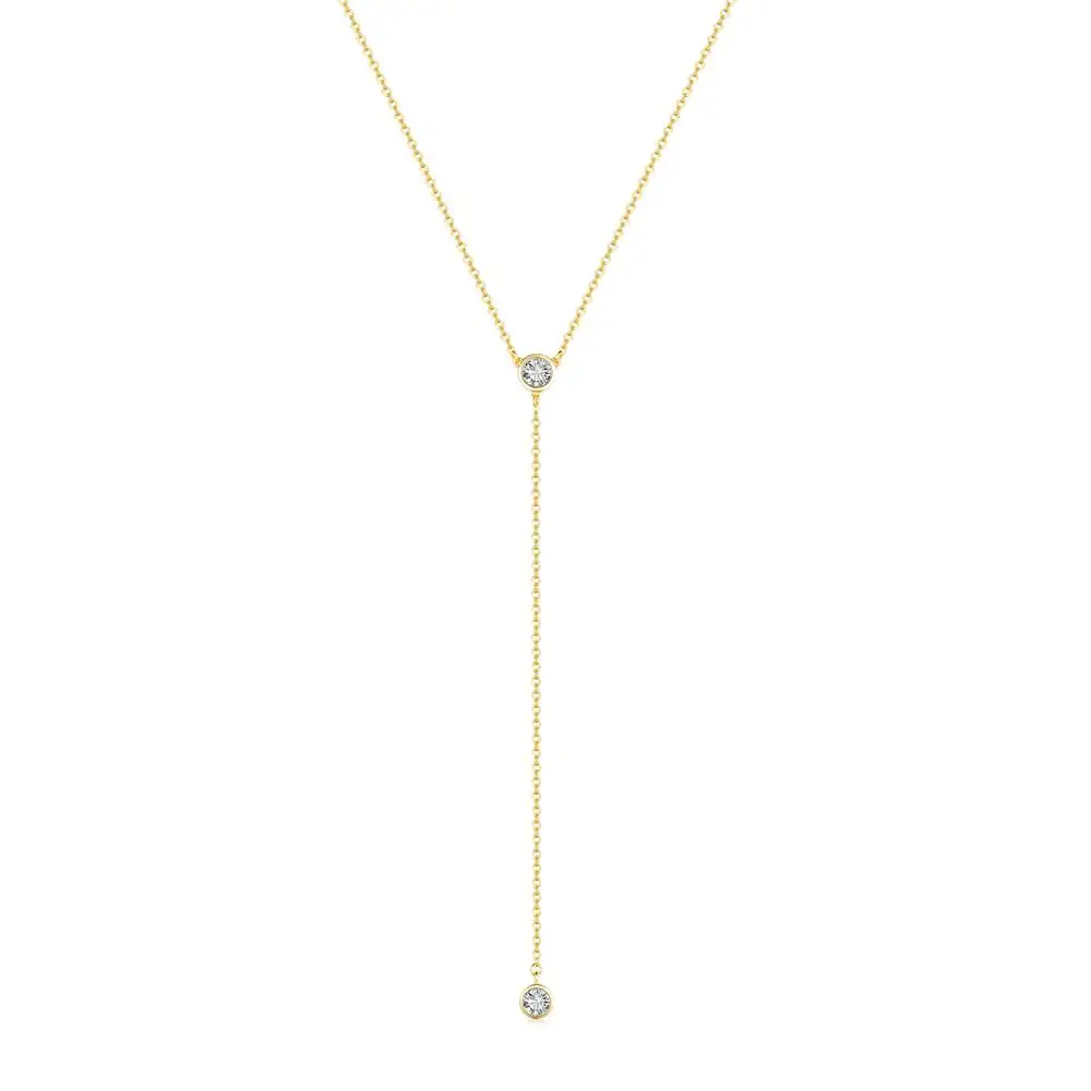 Модное 925 пробы Серебряное женское ожерелье s& Кулоны Колье модное золотое ожерелье с кристаллами для женщин - Окраска металла: Чистый золотой цвет