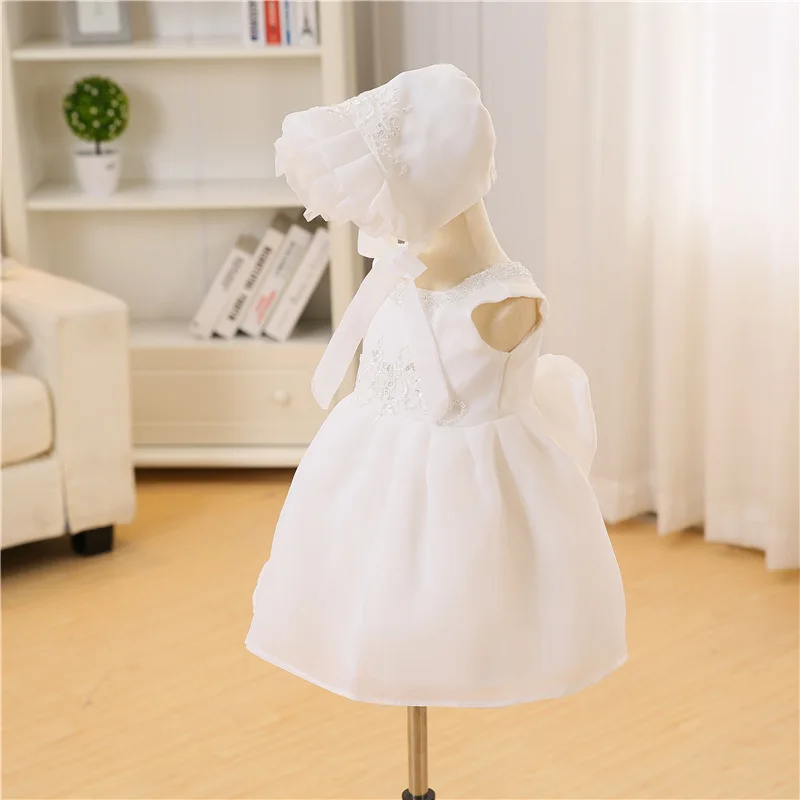 Новинка 2017 года платье для новорожденных девочек с шляпой и бантом бальное из