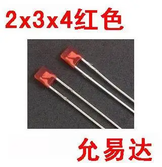 Красный 100 шт./лот 2X3X4 квадратный светодиодный красный светоизлучающий диод