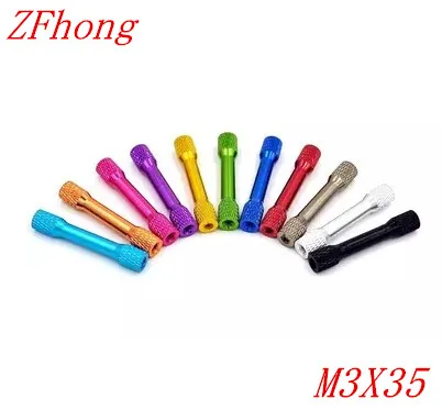 

100PCS M3*35 M3 x 35 Anodized knurled aluminum round step standoff Spacer
