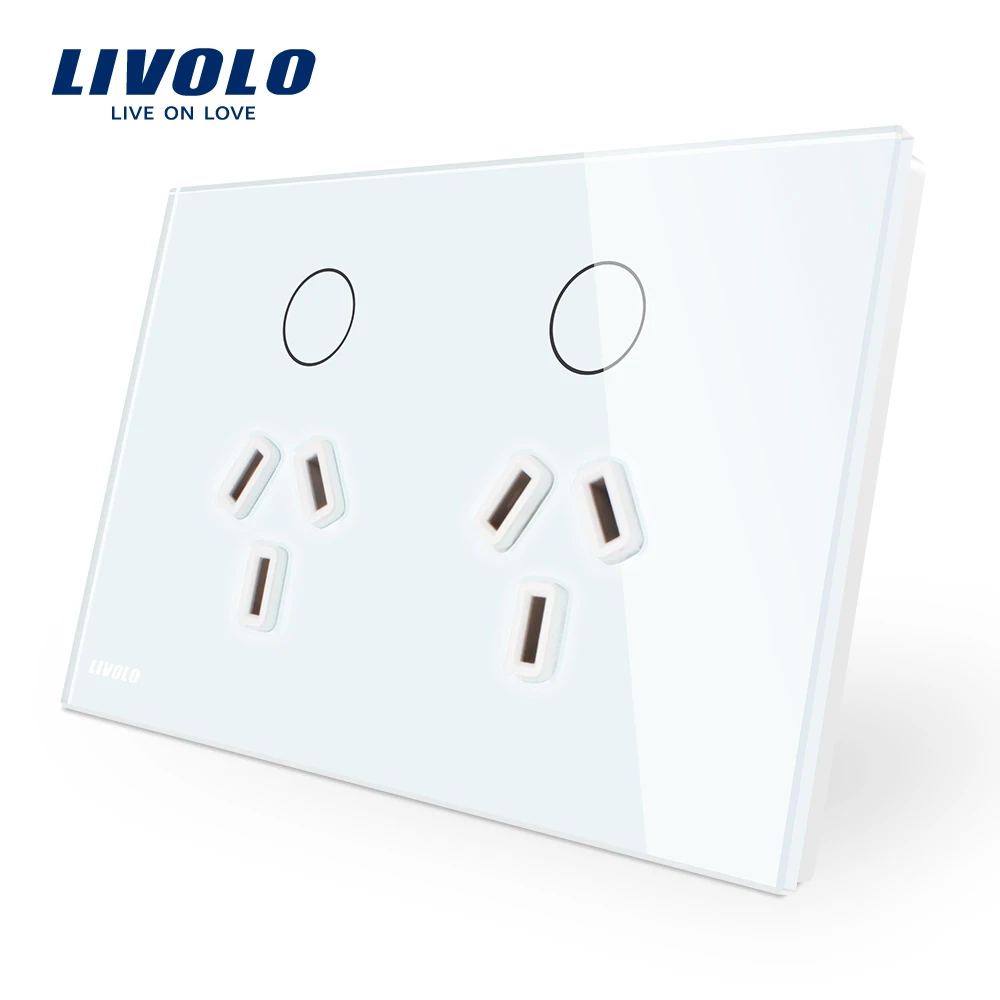 

Livolo Australia Standard Touch Control Power Socket,White/Black Glass Plate ,AC 110-250V. Double Wall Socket VL-C9C2AU-11/12