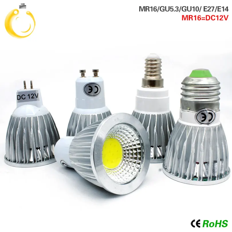 1 шт./лот Высокая мощность E27 E14 GU53 MR16 LED COB прожектор с регулируемой яркостью 9 Вт 12 15