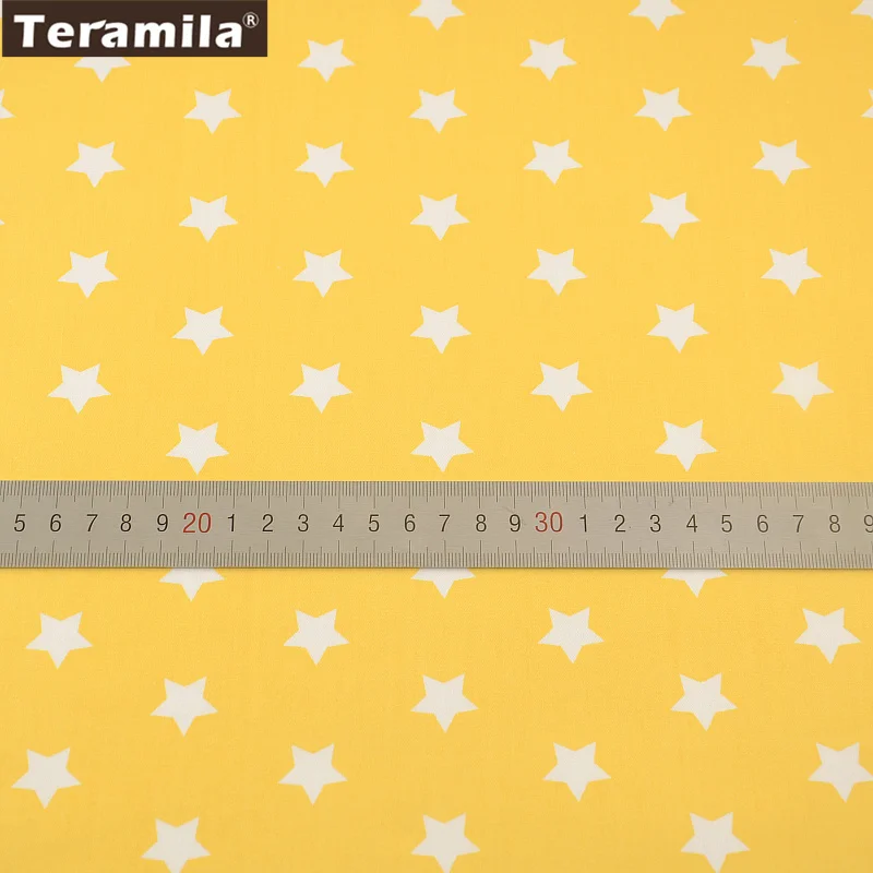 Patchwork Quilting Cotton Fabric Print Star Designs Yellow Twill Fat Quarter Home Textile TERAMILA Material Bed Sheet Tecido|fat quarters|design