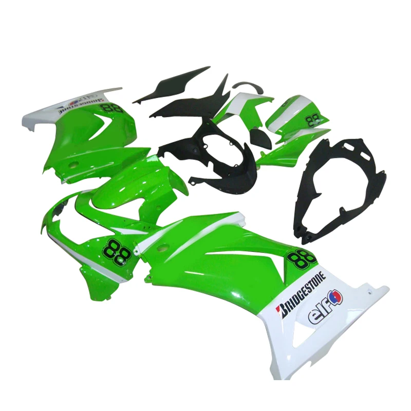 

Заводской дорожный Гоночный комплект обтекателей для Kawasaki 2008 2010 2014 Ninja 250 EX250 08 11 14 ZX 250R комплекты обтекателей зеленого и белого цвета