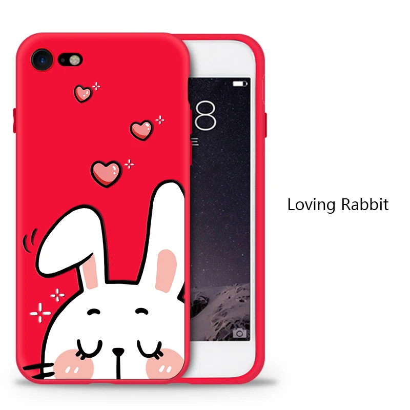 Loving Rabbit 3D рельефный чехол для iPhone 7 чехол силиконовый чехол для телефона ультра тонкий бампер для iPhone 6 6s 7 8 Plus XS чехол для MAX XR милый - Цвет: Loving Rabbit