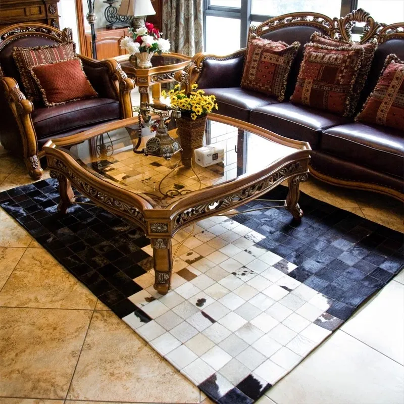 Роскошный кожаный ковер в американском стиле из натуральной воловьей кожи