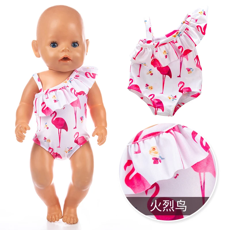 

Doll Clothes Fit 18 inch 43cm Born New Baby Doll Red Lips of Flaming Tetrafolium Swimsuit Accessories For Baby Birthday Gift