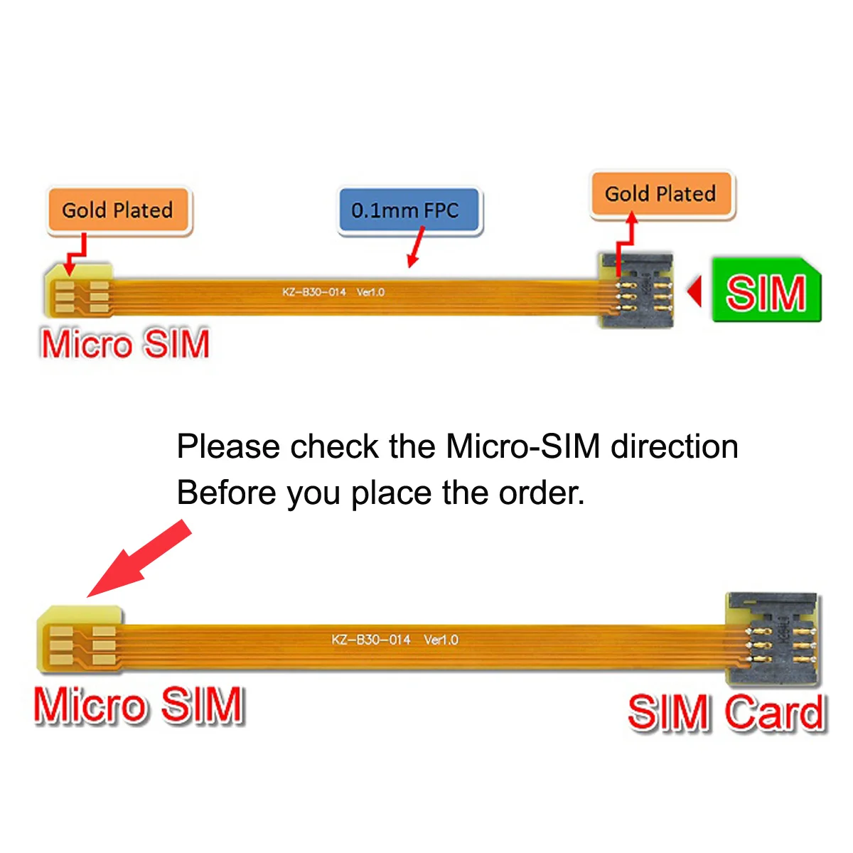 CYDZ 3G 4G Micro SIM Card Kit Male to Standard UIM Female Extension Soft Flat FPC Cable Extender 10cm | Электроника
