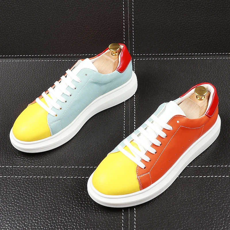 CuddlyIIPanda Men Fashion Casual Shoes Spring Autumn Thick Bottom Breathable Board Male Youth Trending Multicolored | Обувь
