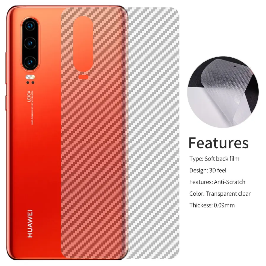 10 шт./лот для Huawei P30 Pro 3D задняя крышка из углеродного волокна защитная пленка Lite