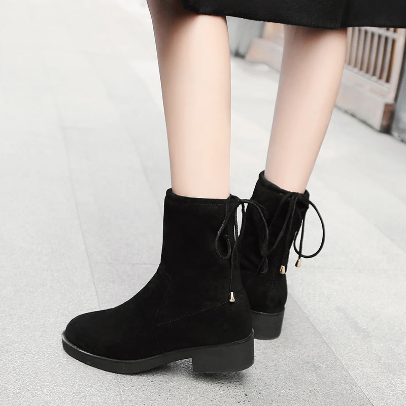 Размеры 33–40 женский черный Цвет с круглым носком ботильоны женские женская