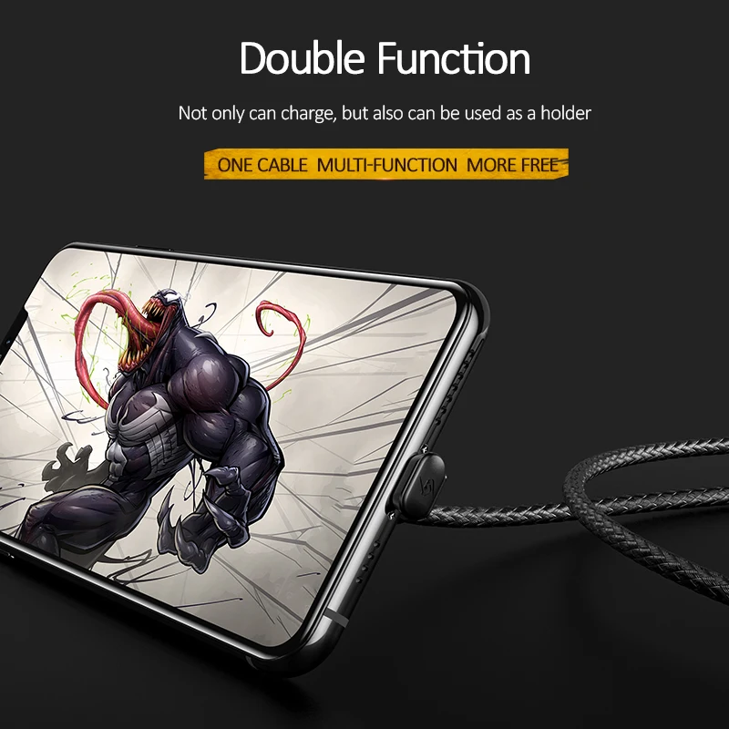USAMS Mobile Phone Game Data Cable 180 Adjustable Solid Sucker game cables for iPhone X 8 7 6 Cord lighting iOS 12 11 9 | Мобильные