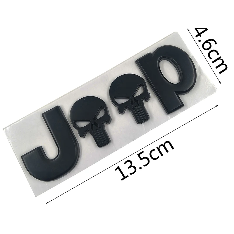 

Brand New Metal Skull Car Stickers For Jeep Logo Jeep Wrangler Jk Car Styling Emblem Badge Decal Metal 3D Vinyl Auto Accessories