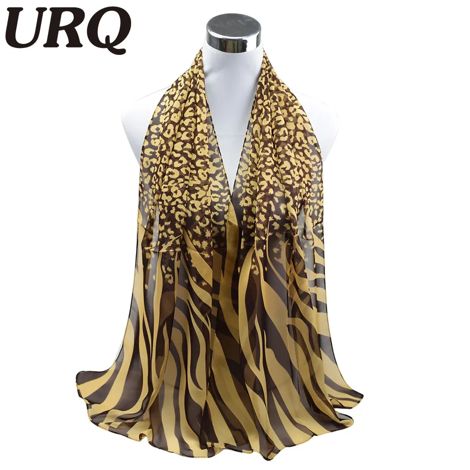 10pcs wholesale Long Chiffon Silk scarves 50*160cm Sexy Design Leopard Zebra Line Print Woman Lady Muffler P5A16274 | Аксессуары для