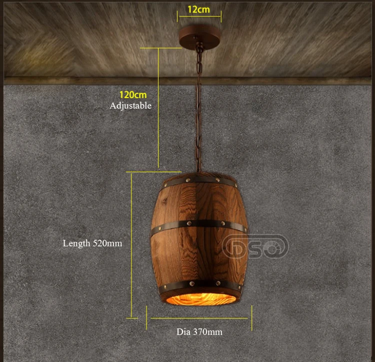 Vintage Amercian Oak Wood Barrel Pendant Light for Bar Hotel and Bedroom Fixture Chandeliers | Освещение