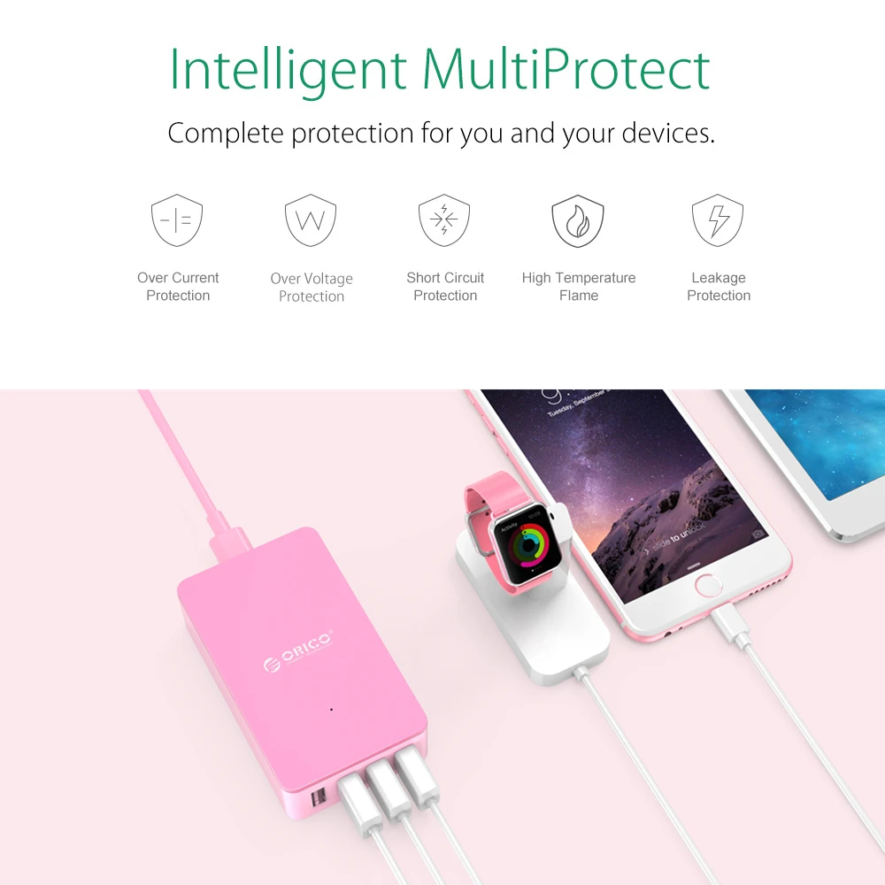 ORICO USB зарядное устройство 4/5/6 порт 5V2.4A настольное для планшета телефона
