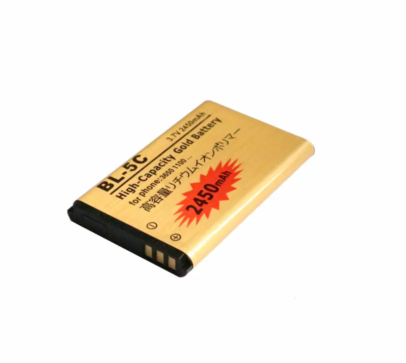 10 шт./лот 2450 мА/ч BL 5C BL5C золото запасная батарея для Nokia C1 01 02 03 C2 00 06 07 и так далее|bl