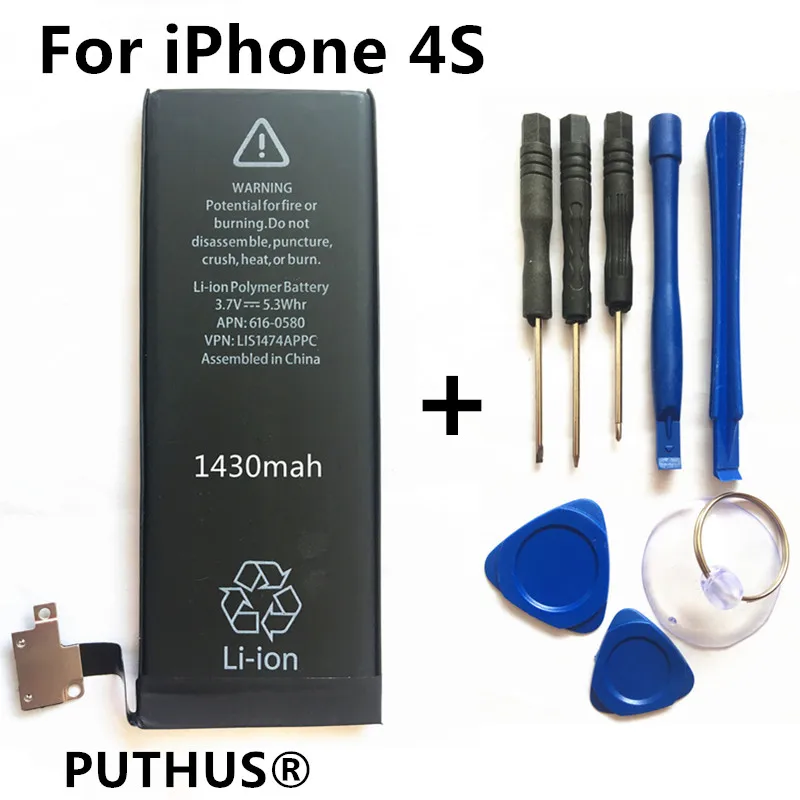 Новая запасная батарея для iPhone 4S реальная емкость 1430 мАч 0 цикл iphone с набором