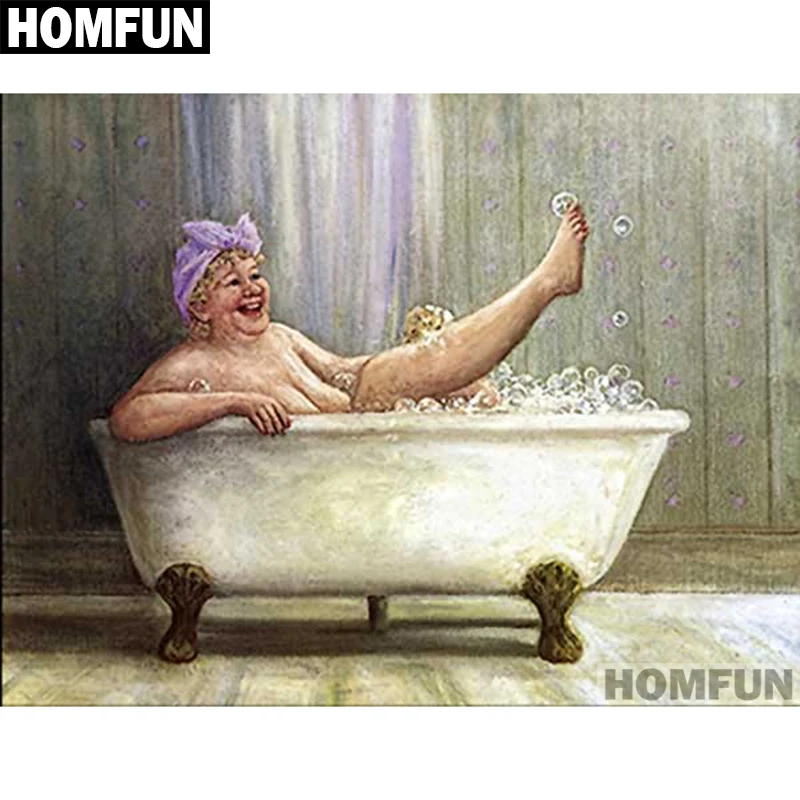 Алмазная живопись HOMFUN A01398 полноразмерная/круглая вышивка Купание и пожилые 5D для
