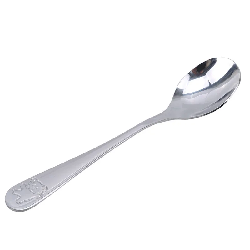 Tea spoon Горячая 1 шт. детские блюда из нержавеющей стали чайная ложка Вилка Нож Набор посуды для детей учится есть привычка детская посуда - Цвет: Tea spoon