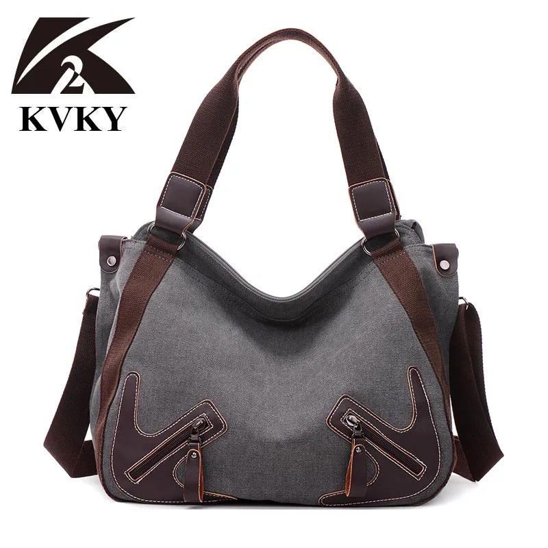 KVKY винтажные женские сумки холщовые женская сумка через плечо от известного