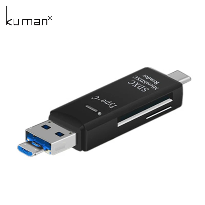 Kuman 2,0 OTG кард-ридер USB MicroUSB TypeC интерфейс с Micro SD TF SD слот для карт флэш-памяти для телефона Y210