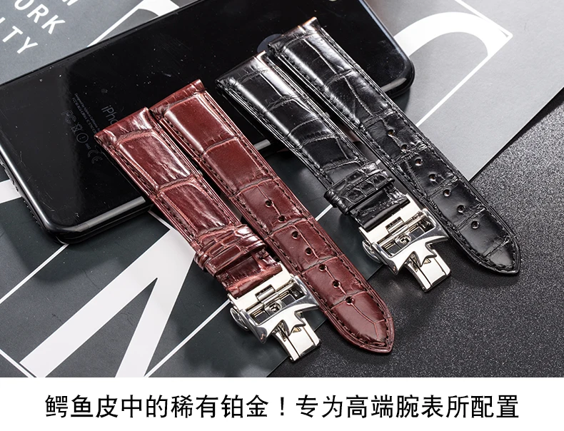Американский крокодиловый кожаный ремешок мужской подходит для Vacheron Constantin кожаный Стиль Бабочка Кнопка VC кленовый лист