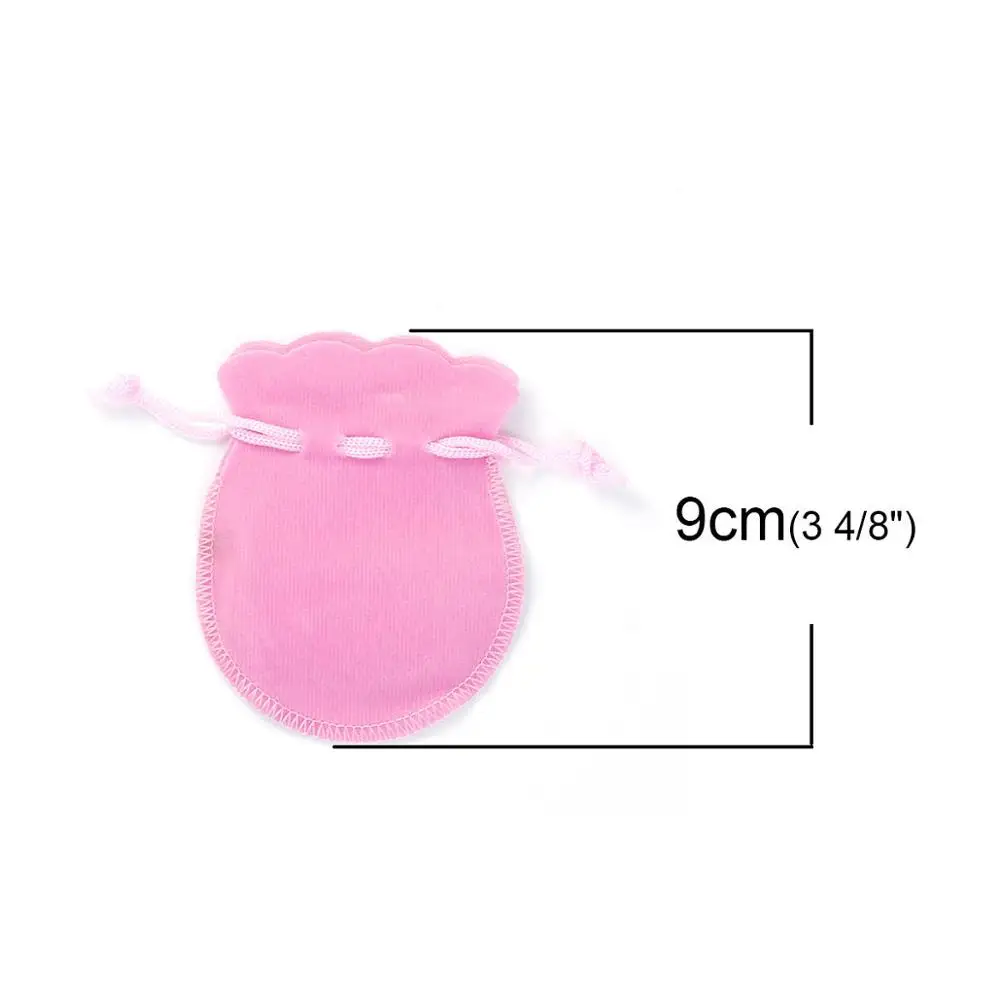 pink Doreen Box hot-20 шт черный бархат шнурок Мешочки Ювелирные изделия Подарочная сумка с веревкой 9x7,5 см(3-1/" x3")(B18502 - Цвет: pink