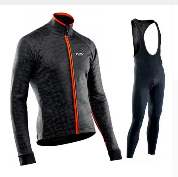 2019 Por Team NW Northwave Cycling Long Sleeve Set Maillot Ropa Ciclismo GEL Bib Pants Autumn/Winter MTB Bike Clothing Kit | Спорт и