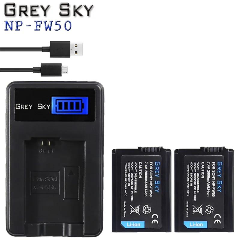 Charger and 2battery NP-FW50 ЖК-дисплей USB двойное зарядное устройство+ 4x NP FW50 батареи для sony NEX-5 NEX-7 SLT-A55 A33 A55 A37 A3000 A5000 A5100 A6000 A6300 A7000 - Цвет: Charger and 2battery