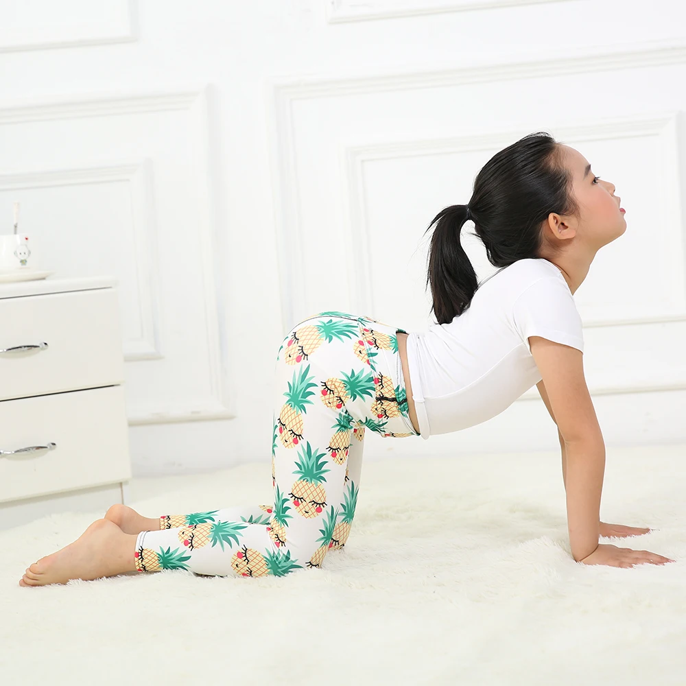 Милые детские штаны для йоги спортзала танцев с принтом ананасов от 6 до 12 лет