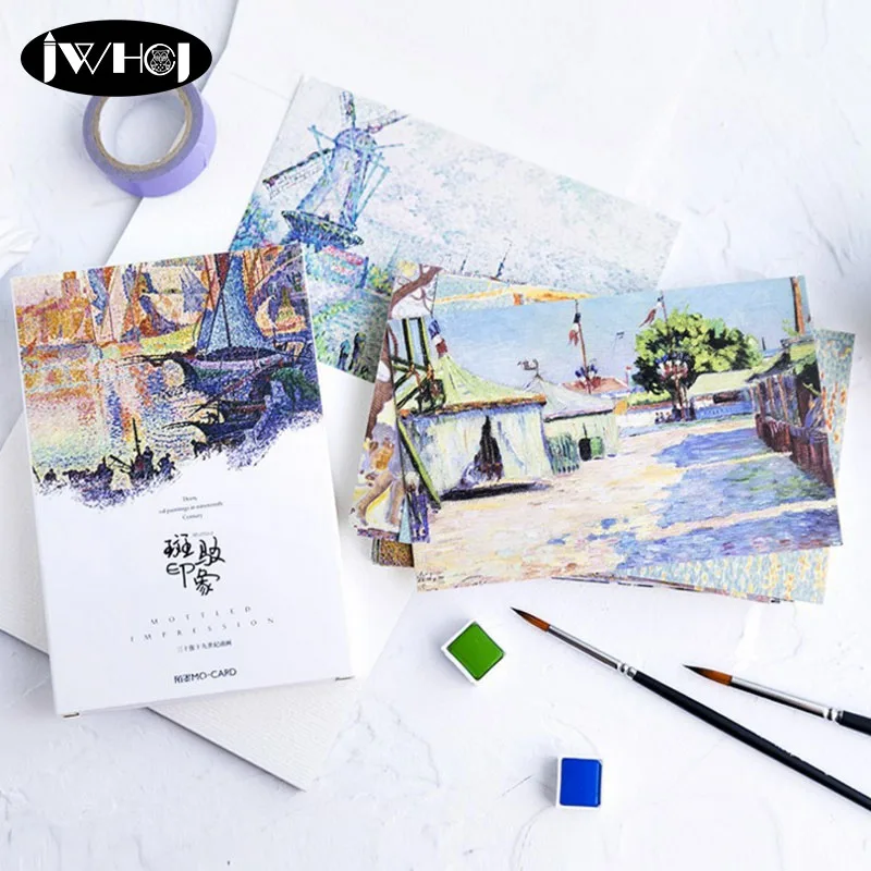 30pcs Mottled impression Postcard Travel scenery card Valentine's Day New Year Greeting Card Birthday Gift Message thanks cards | Дом и