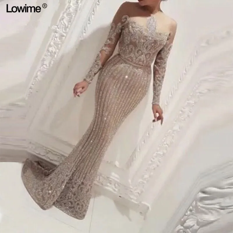 Бесплатная доставка длинные вечерние платья Русалка с блестками и длинным