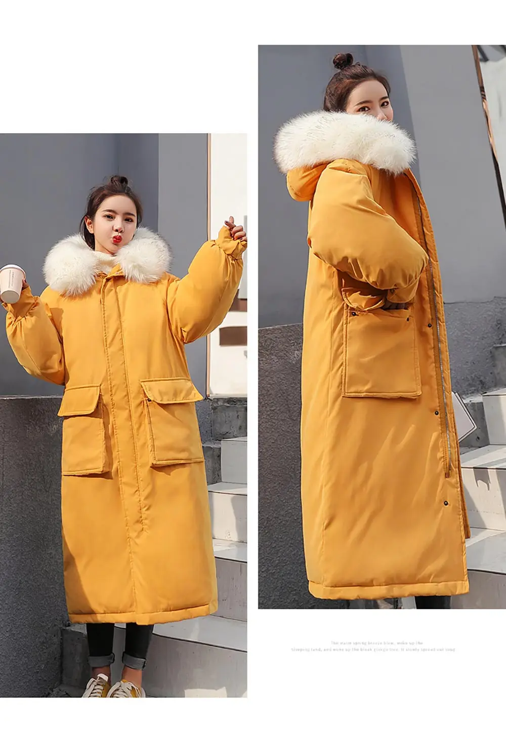 PinkyIsblack зимняя куртка Женская Толстая теплая меховая парка с капюшоном Mujer пуховое хлопковое Стеганое пальто Длинная свободная Женская куртка