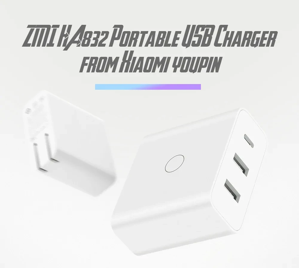 Новейший Xiaomi ZMI USB зарядное устройство 65 Вт 3 порта для Android iOS переключатель умный выход тип-c 45 Вт USB-A 20 Вт Быстрая зарядка с usb-кабелем